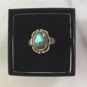 Sterling Silver Labradorite Ring Blue Green Sz 7.5